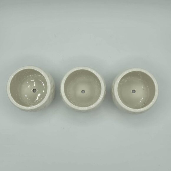 Set of 3 small adorable white ceramic owl planter Succulent Pots WHIMSICAL! - Picture 5 of 6